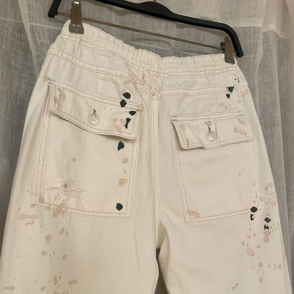 Free People Mixed Up Cotton Distressed Utility Jeans - Picture 9 of 12